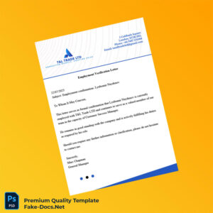 United Kingdom T L Trade LTD Employment Verification Letter Template (Word & PDF)