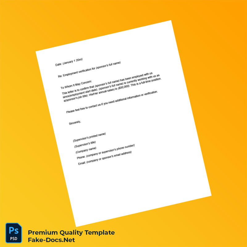 United States Acme Inc Proof of Employment Letter Template (Word & PDF) United States Acme Inc Proof of Employment Letter Template (Word & PDF)