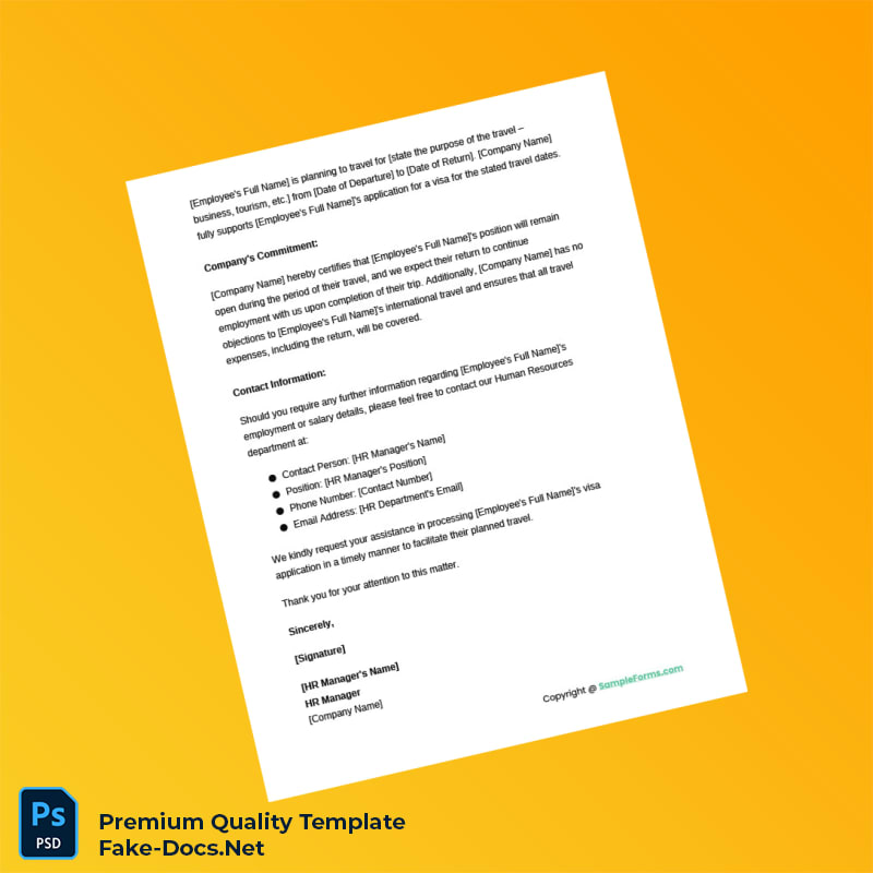 United States Company Name Employment Verification Letter Template (Word & PDF) 4 page United States Company Name Employment Verification Letter Template (Word & PDF) 4 page