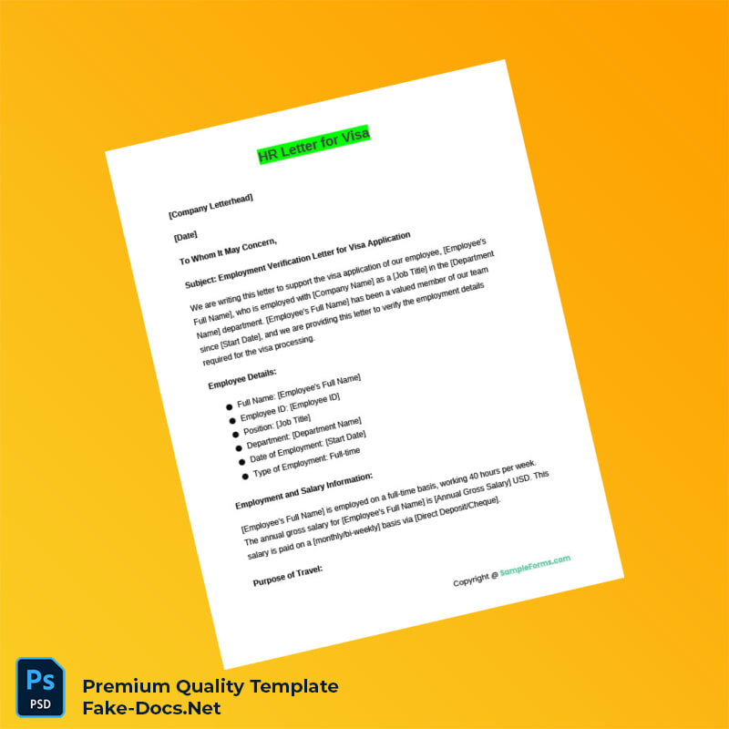 United States Company Name Employment Verification Letter Template (Word & PDF) 4 page United States Company Name Employment Verification Letter Template (Word & PDF) 4 page