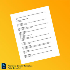 United States Copyright Office Copyrights Registration Form Template (Word & PDF) 2 page