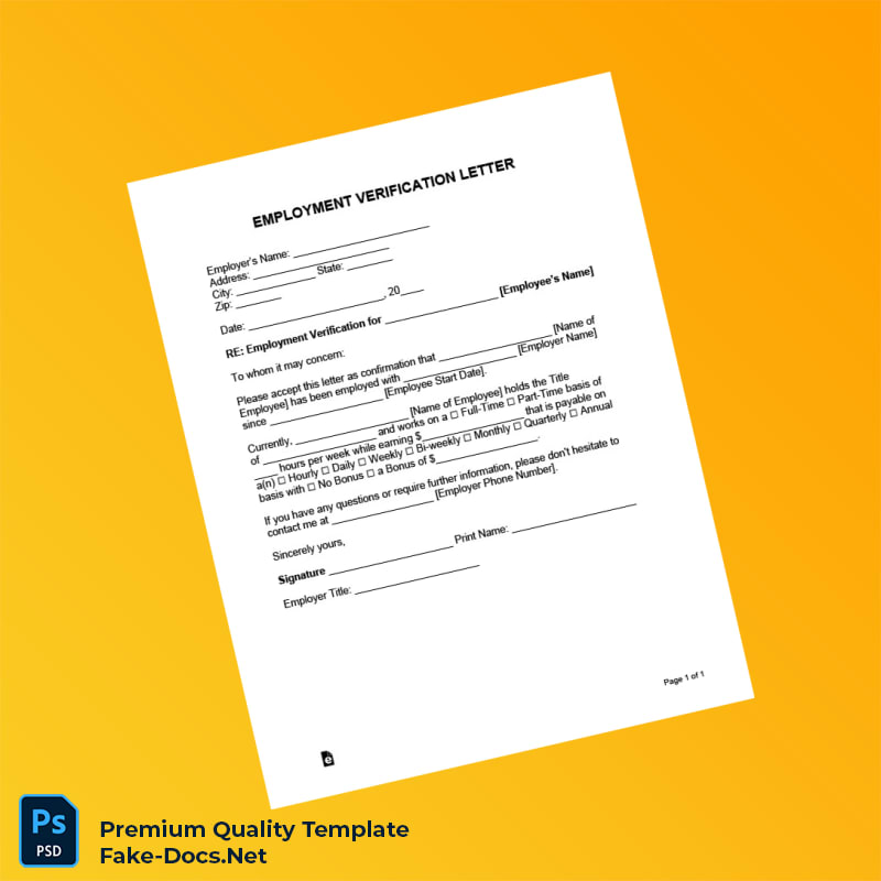 United States Employment Verification Letter Template (Word & PDF) United States Employment Verification Letter Template (Word & PDF)