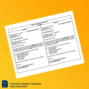 United States Essential Automotive Supplies Work Experience Verification Letter Template (Word & PDF) 2 page