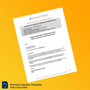 United States Jackson Hertogs LLP Employment Verification Letter Template (Word & PDF)
