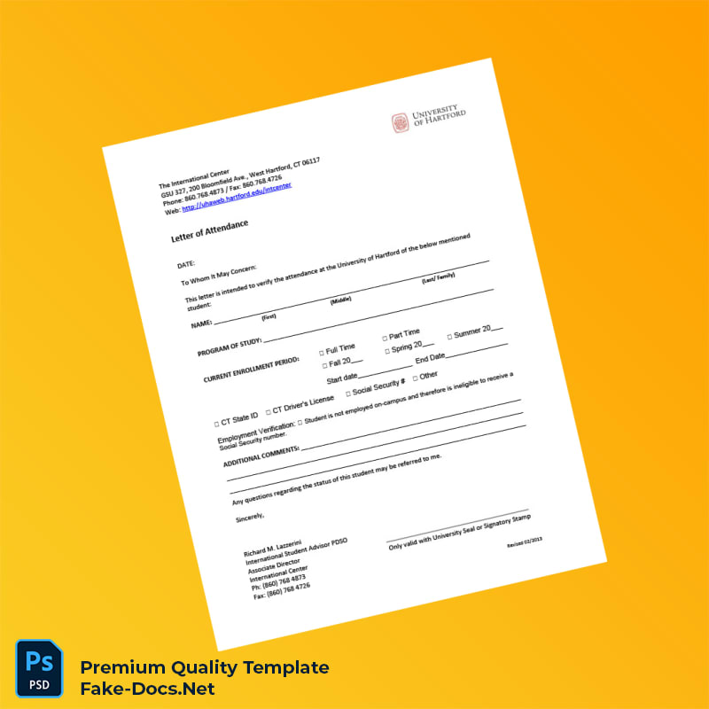 United States University of Hartford Attendance Letter Template (Word & PDF) United States University of Hartford Attendance Letter Template (Word & PDF)