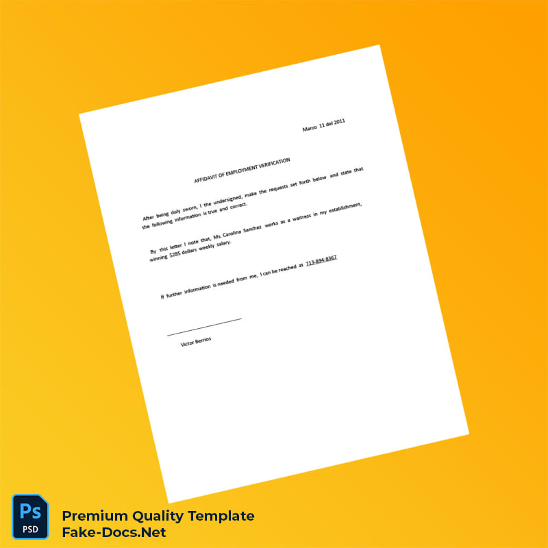 United States Victor Berrios Employment Verification Letter Template (Word & PDF) United States Victor Berrios Employment Verification Letter Template (Word & PDF)