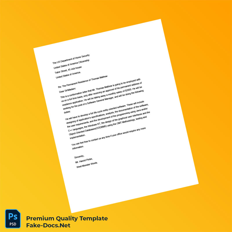 United States West Monster Words Employment Verification Letter Template (Word & PDF) United States West Monster Words Employment Verification Letter Template (Word & PDF)