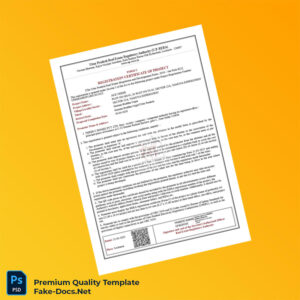 Uttar Pradesh Real Estate Regulatory Authority Registration Certificate Template (Word & PDF)