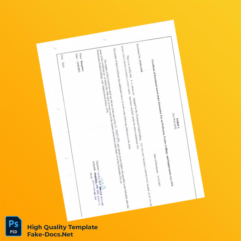 VAT Registration Certificate Template in Word and PDF formats 5 page VAT Registration Certificate Template in Word and PDF formats 5 page