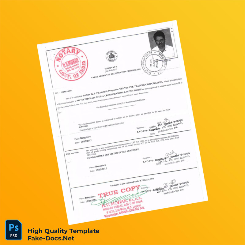 VAT Registration Certificate Template in Word and PDF formats 5 page VAT Registration Certificate Template in Word and PDF formats 5 page