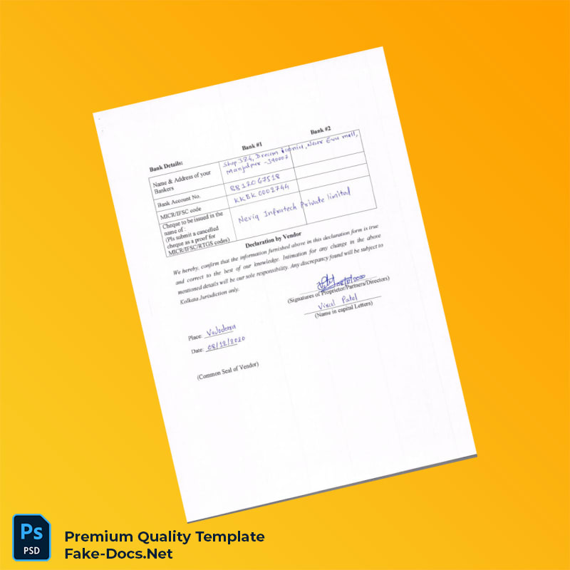 Vendor Registration Form Template (Word & PDF) 8 page Vendor Registration Form Template (Word & PDF) 8 page