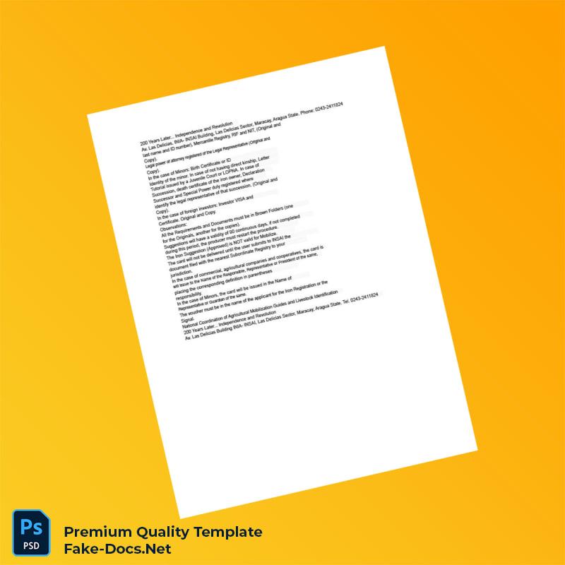 Venezuela Real Estate Registrar Livestock Registration Document Template (Word & PDF) 2 page Venezuela Real Estate Registrar Livestock Registration Document Template (Word & PDF) 2 page