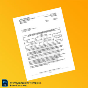 Vermont Department of Motor Vehicles Temporary Registration Certificate Template (Word & PDF) 2 page Vermont Department of Motor Vehicles Temporary Registration Certificate Template (Word & PDF) 2 page