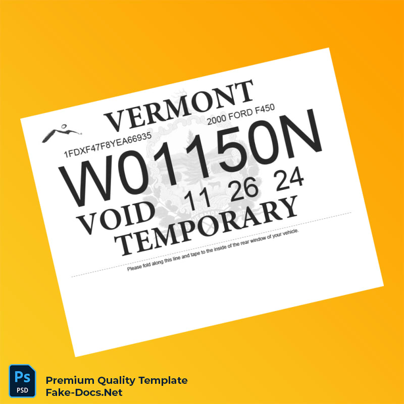 Vermont Department of Motor Vehicles Temporary Registration Certificate Template (Word & PDF) 2 page Vermont Department of Motor Vehicles Temporary Registration Certificate Template (Word & PDF) 2 page
