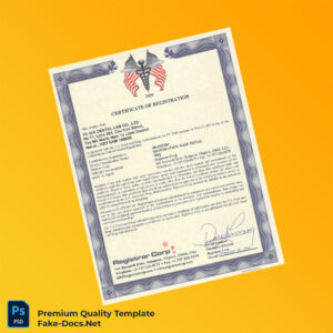 Vietnam Registrar Corp Certificate of Registration Template (Word & PDF) Vietnam Registrar Corp Certificate of Registration Template (Word & PDF)