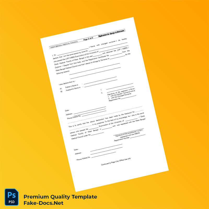 West Bengal Medical Council Registration Certificate Template (Word & PDF) 3 page West Bengal Medical Council Registration Certificate Template (Word & PDF) 3 page