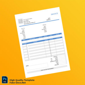 Your Company Name Invoice Template in Word and PDF formats