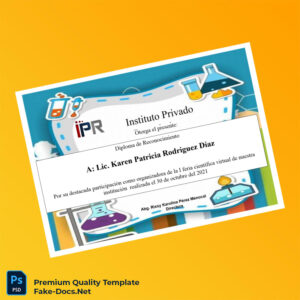 Argentina Instituto Privado Diploma de Recognition Template – High Quality Replacement Template