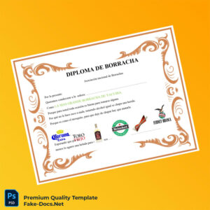 Bolivia Asociación Nacional de Borrachos Diploma de Drunkard Template – High Quality Replacement Template
