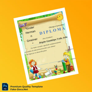 Bolivia Kinder Hermann Gmeiner Pre-School Diploma – High Quality Replacement Template