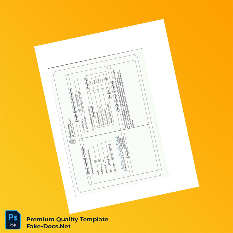 Brazil Bahia Technical High School Diploma in Computer Science – High Quality Replacement Template 2 Page Brazil Bahia Technical High School Diploma in Computer Science – High Quality Replacement Template 2 Page