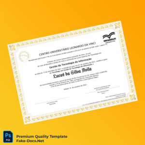 Brazil Centro Universitário Leonardo da Vinci Technology Management Diploma – High Quality Replacement Template 2 Page Brazil Centro Universitário Leonardo da Vinci Technology Management Diploma – High Quality Replacement Template 2 Page