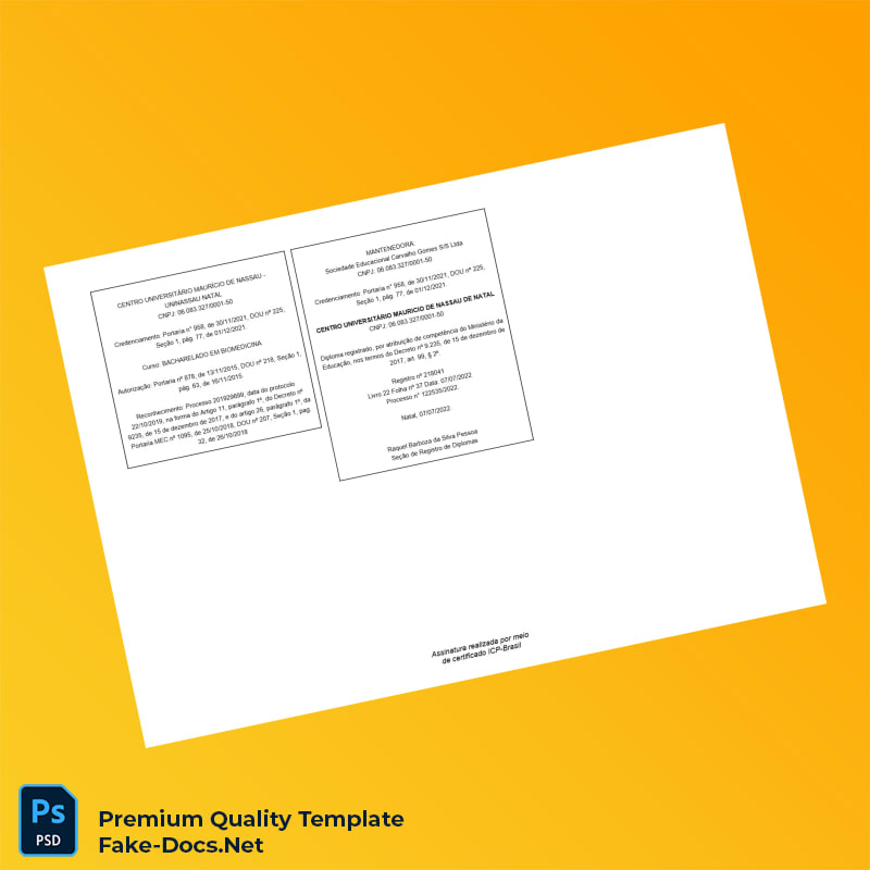 Brazil Centro Universitário Maurício de Nassau Bachelor of Science in Biomedicine Template – High Quality Replacement Template 2 Page Brazil Centro Universitário Maurício de Nassau Bachelor of Science in Biomedicine Template – High Quality Replacement Template 2 Page