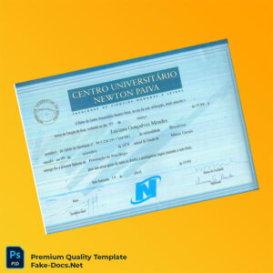Brazil Centro Universitário Newton Paiva Bachelor of Psychology Diploma Template – High Quality Replacement Template 2 Page Brazil Centro Universitário Newton Paiva Bachelor of Psychology Diploma Template – High Quality Replacement Template 2 Page