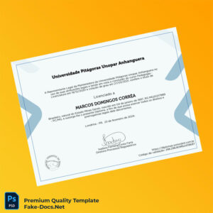 Brazil Universidade Pitágoras Unopar Bachelor of Education Degree Certificate – High Quality Replacement Template 2 Page Brazil Universidade Pitágoras Unopar Bachelor of Education Degree Certificate – High Quality Replacement Template 2 Page