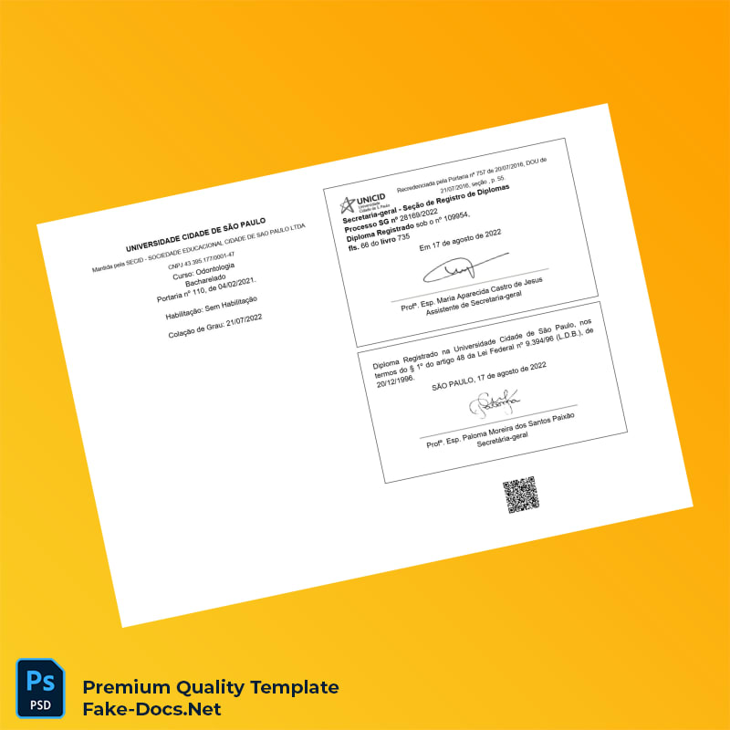 Brazil University Cidade de São Paulo Bachelor of Dentistry Template – High Quality Replacement Template 2 Page Brazil University Cidade de São Paulo Bachelor of Dentistry Template – High Quality Replacement Template 2 Page