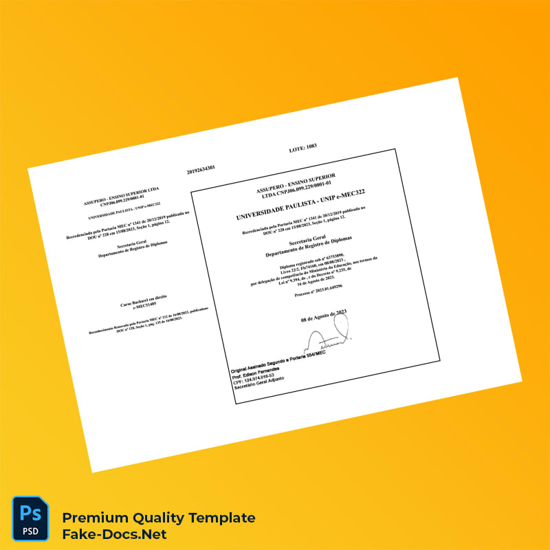 Brazil University Paulista Bachelor of Law Template – High Quality Replacement Template 2 Page Brazil University Paulista Bachelor of Law Template – High Quality Replacement Template 2 Page