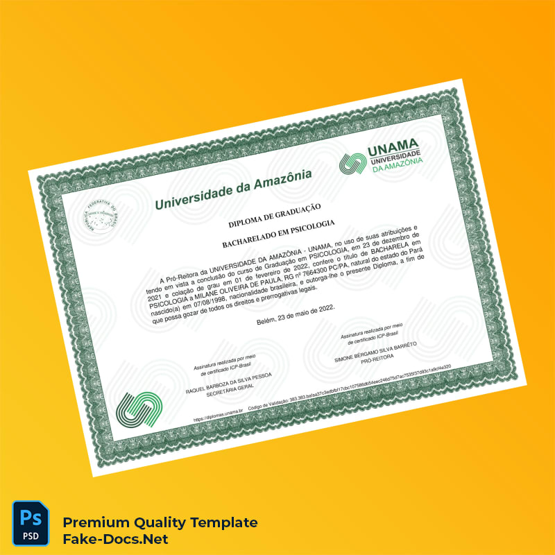 Brazil University of Amazonia Bachelor of Psychology Template – High Quality Replacement Template 2 Page Brazil University of Amazonia Bachelor of Psychology Template – High Quality Replacement Template 2 Page