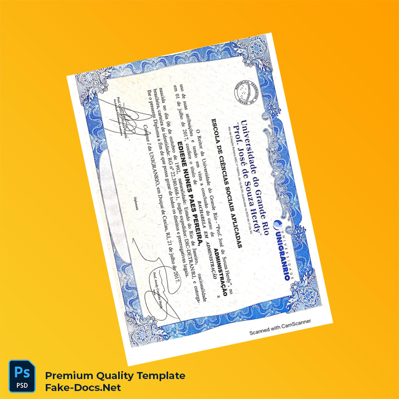 Brazil University of Grande Rio Bachelor’s Degree in Administration – High Quality Replacement Template 2 Page Brazil University of Grande Rio Bachelor’s Degree in Administration – High Quality Replacement Template 2 Page