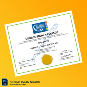 Canada George Brown College Ontario College Certificate Template – High Quality Replacement Template Canada George Brown College Ontario College Certificate Template – High Quality Replacement Template