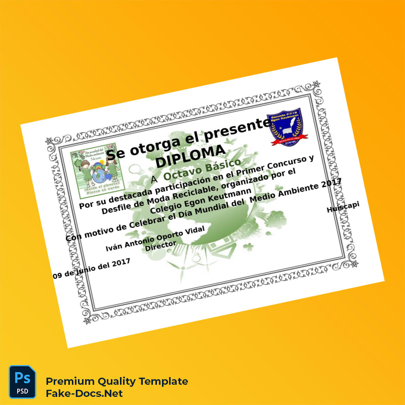 Chile Colegio Egon Keutmann Diploma for Octavo Básico Certificate – High Quality Replacement Template Chile Colegio Egon Keutmann Diploma for Octavo Básico Certificate – High Quality Replacement Template