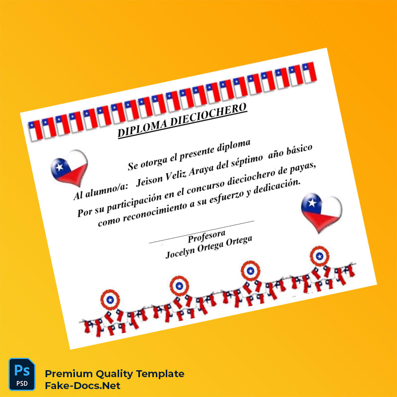 Chile Diploma Diciochero Certificate – High Quality Replacement Template 4 Page Chile Diploma Diciochero Certificate – High Quality Replacement Template 4 Page