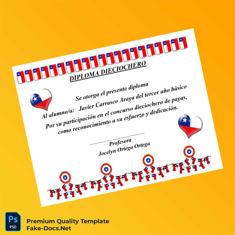 Chile Diploma Diciochero Certificate – High Quality Replacement Template 4 Page Chile Diploma Diciochero Certificate – High Quality Replacement Template 4 Page