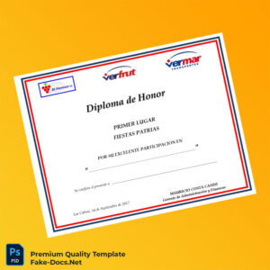 Chile Diploma de Honor in Fiestas Patrias Template – High Quality Replacement Template 2 Page Chile Diploma de Honor in Fiestas Patrias Template – High Quality Replacement Template 2 Page