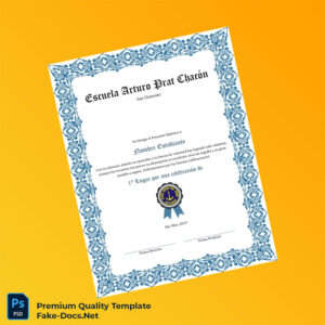 Chile Escuela Arturo Prat Chacón High School Diploma Template – High Quality Replacement Template Chile Escuela Arturo Prat Chacón High School Diploma Template – High Quality Replacement Template