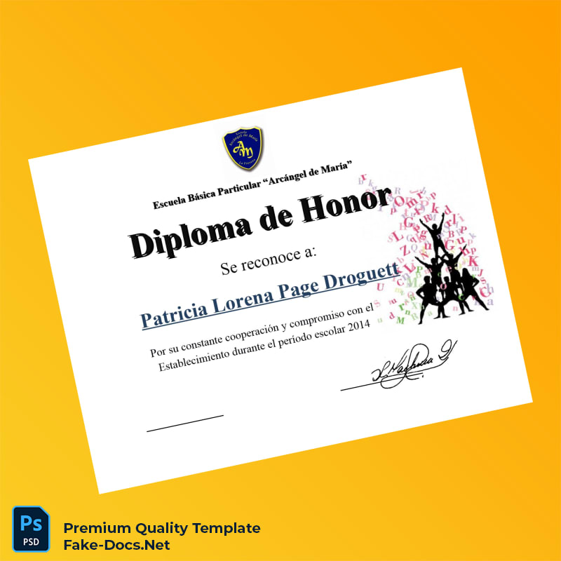 Chile Escuela Básica Particular Arcángel de María Honor Diploma Template – High Quality Replacement Template 2 Page Chile Escuela Básica Particular Arcángel de María Honor Diploma Template – High Quality Replacement Template 2 Page