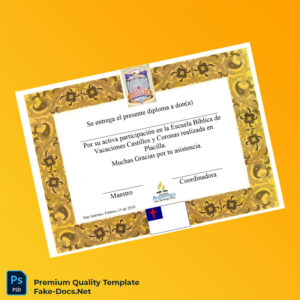 Chile Iglesia Adventista del Séptimo Día Participation Diploma Template – High Quality Replacement Template Chile Iglesia Adventista del Séptimo Día Participation Diploma Template – High Quality Replacement Template