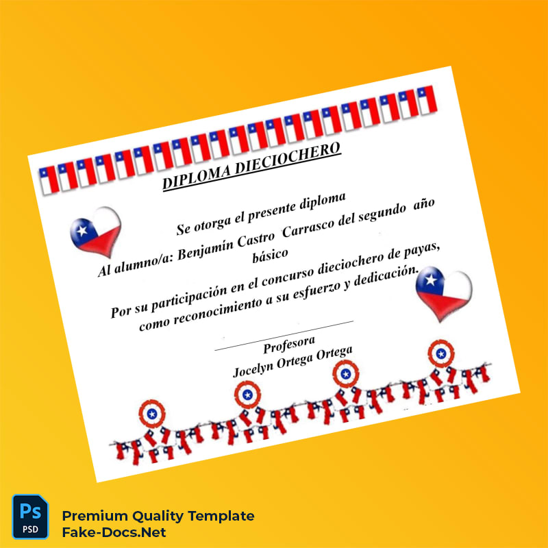 Chile Jocelyn Ortega Ortega Diploma Template – High Quality Replacement Template 4 Page Chile Jocelyn Ortega Ortega Diploma Template – High Quality Replacement Template 4 Page