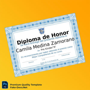 Chile Puente Alto School Honor Diploma Template – High Quality Replacement Template Chile Puente Alto School Honor Diploma Template – High Quality Replacement Template