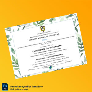 Colombia Academia Nacional de Aprendizaje Technician in Colombian Cuisine Diploma – High Quality Replacement Template Colombia Academia Nacional de Aprendizaje Technician in Colombian Cuisine Diploma – High Quality Replacement Template