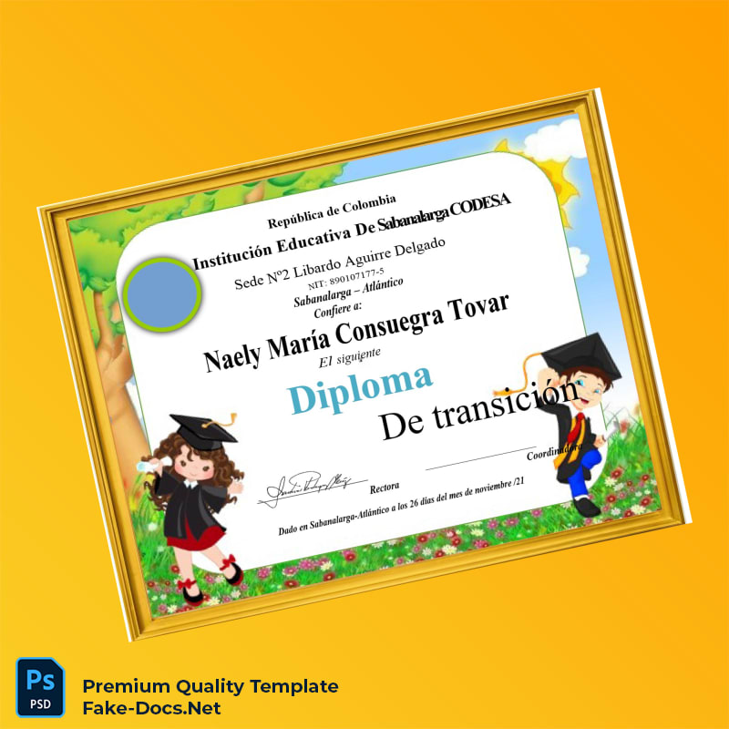 Colombia Institución Educativa De Sabanalarga CODESA Transition Diploma – High Quality Replacement Template Colombia Institución Educativa De Sabanalarga CODESA Transition Diploma – High Quality Replacement Template