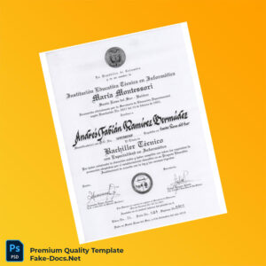 Colombia Institution Educativa Técnica en Informática Marta Montessori Technical Bachelor Certificate – High Quality Replacement Template 3 Page Colombia Institution Educativa Técnica en Informática Marta Montessori Technical Bachelor Certificate – High Quality Replacement Template 3 Page