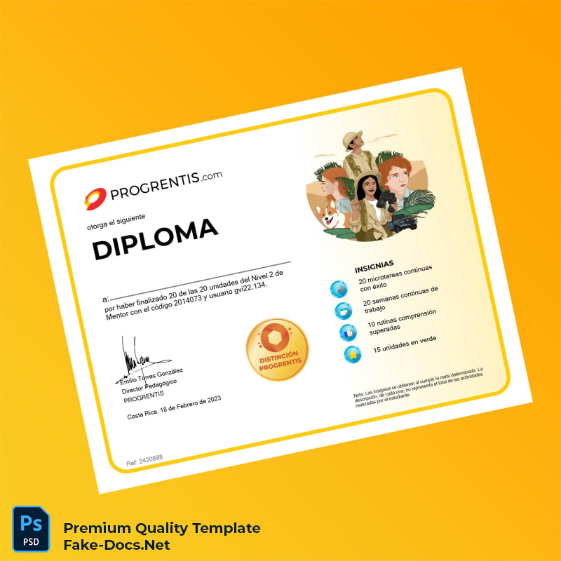 Costa Rica Progrentis Diploma Template – High Quality Replacement Template Costa Rica Progrentis Diploma Template – High Quality Replacement Template