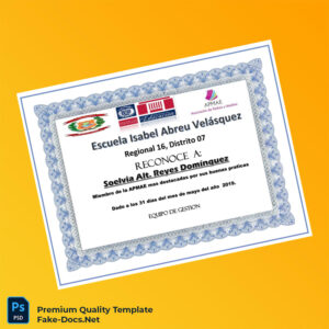 Dominican Republic Escuela Isabel Abreu Velásquez Recognition Diploma – High Quality Replacement Template 5 Page Dominican Republic Escuela Isabel Abreu Velásquez Recognition Diploma – High Quality Replacement Template 5 Page