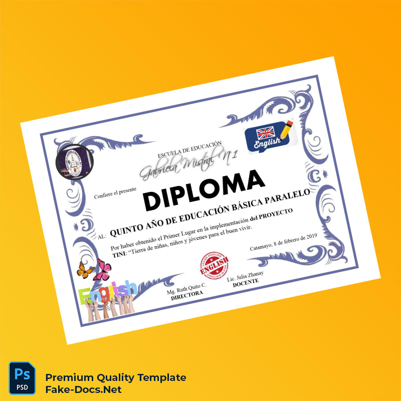 Ecuador Escuela de Educación Gabriela Mistral No. 1 Diploma Template – High Quality Replacement Template Ecuador Escuela de Educación Gabriela Mistral No. 1 Diploma Template – High Quality Replacement Template