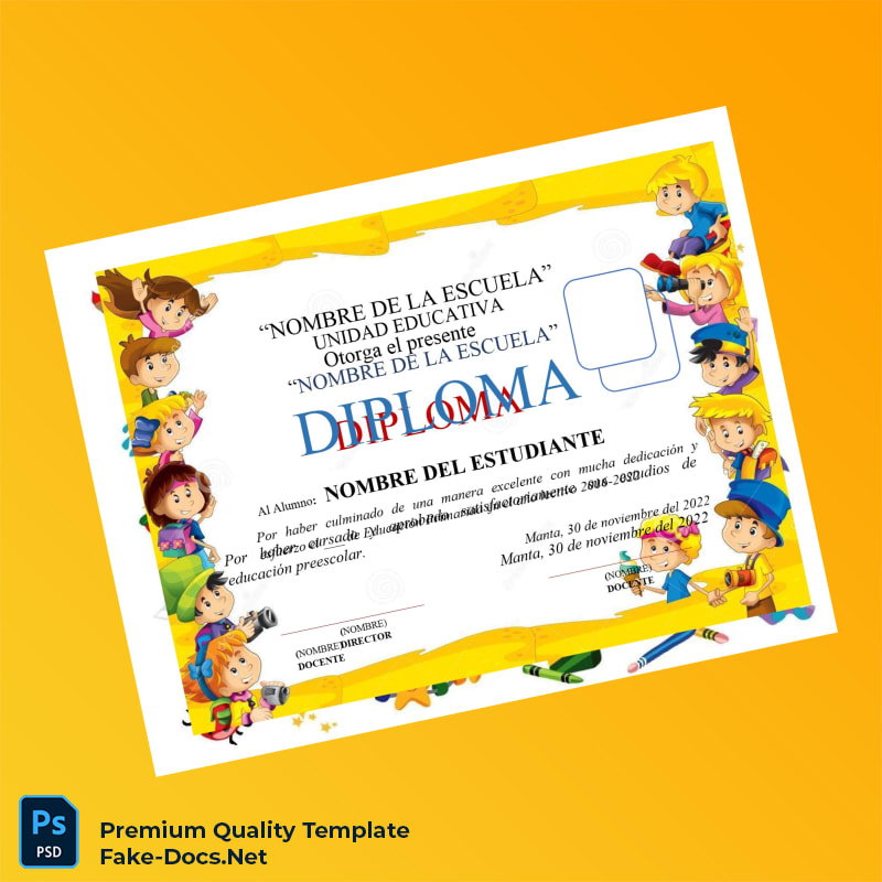 Ecuador Unidad Educativa _Nombre de la Escuela_ Primary and Preschool Education Diploma – High Quality Replacement Template 8 Page Ecuador Unidad Educativa _Nombre de la Escuela_ Primary and Preschool Education Diploma – High Quality Replacement Template 8 Page